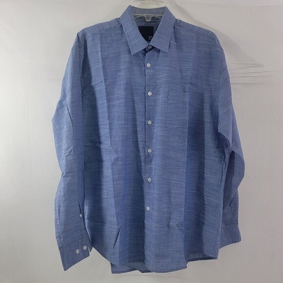 Nicole Miller NM Men’s Blue Button Up Long Sleeve Career Casual Shirt – Size XL - Picture 12 of 14